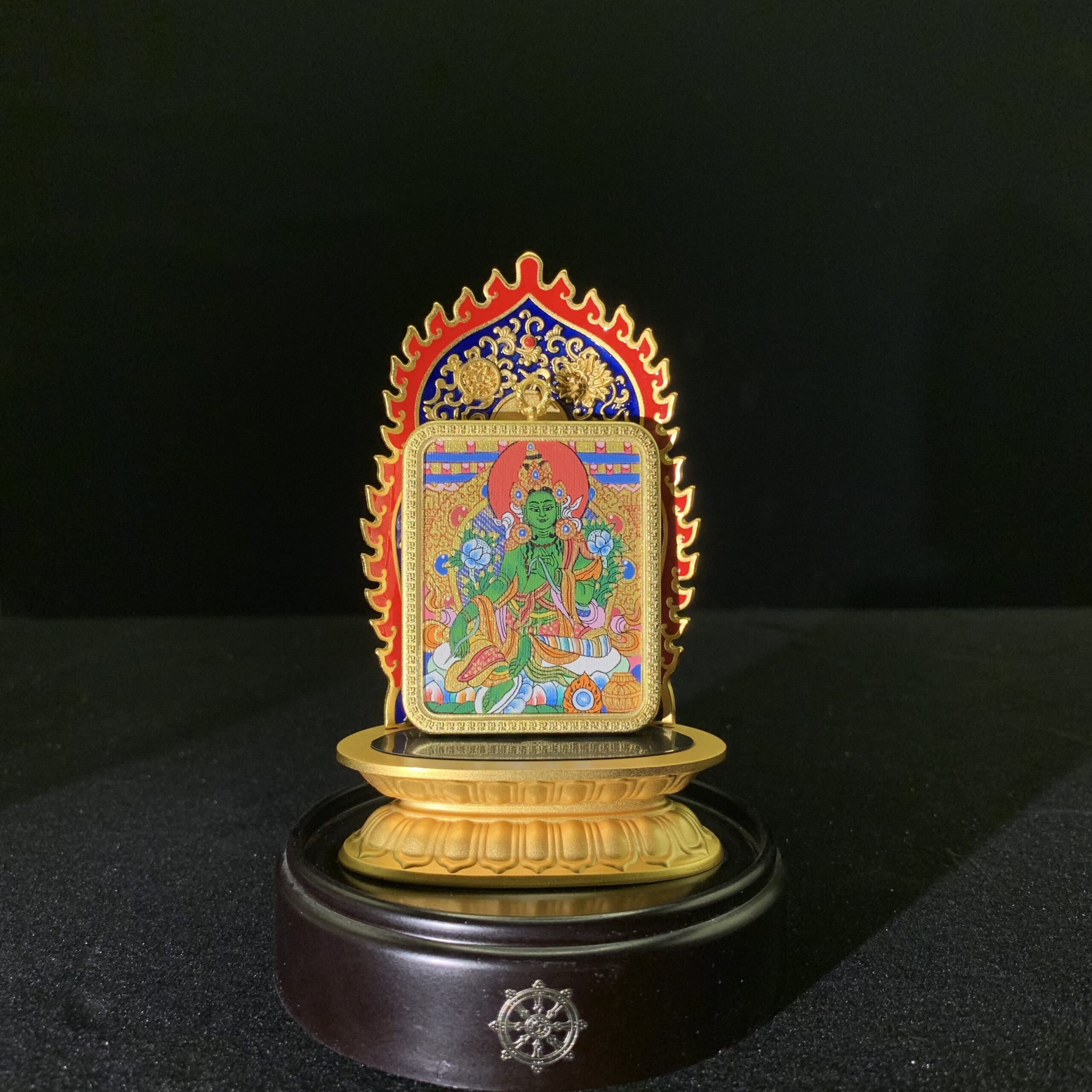 Green Tara Miniature Thangka Shrine - Image 2