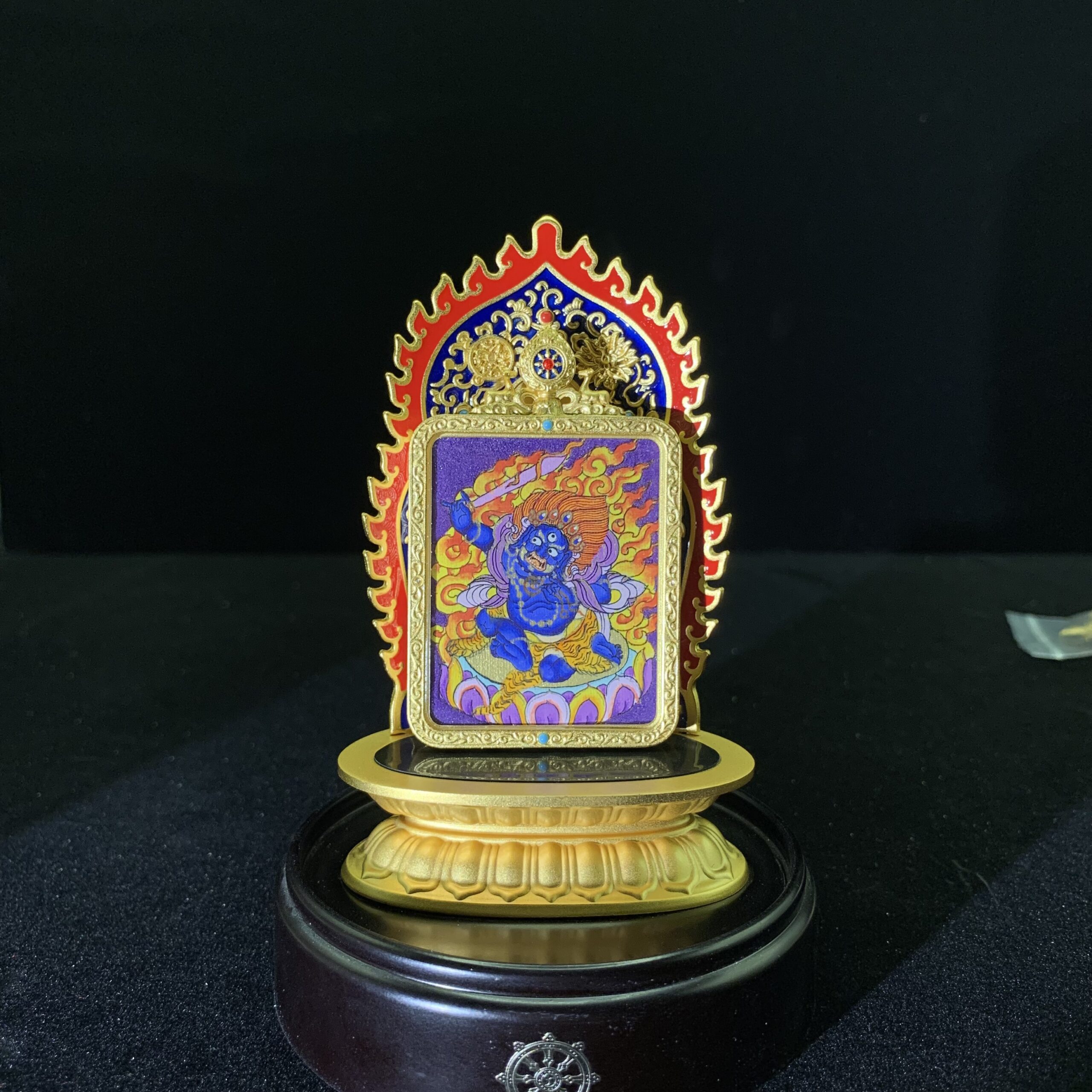 Mahakala Hand-painted Thangka Shrine | Gilded Bronze Protector Deity | Aethereast - Image 2