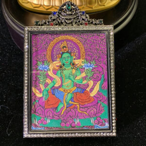 Green Tara Miniature Thangka Shrine: The Swift Mother of Compassion