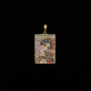 Lhalu "Past & Present" Narrative Thangka Pendant - Hand-Painted Micro-Art Jewelry Reflecting Divine Transformation