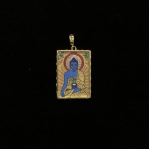 Medicine Buddha Full-Body Thangka Pendant - "Lapis Healing Light" Hand-Painted Sacred Jewelry