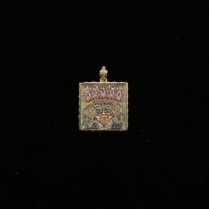 Zaki Lhamo "Black Gold" Wrathful Pendant - 20mm Micro-Thangka with Protection Circle & Gold-Tone Frame