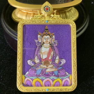 Vairocana hand-painted miniature Thangka with purple mineral pigment background - Aethereast Collection