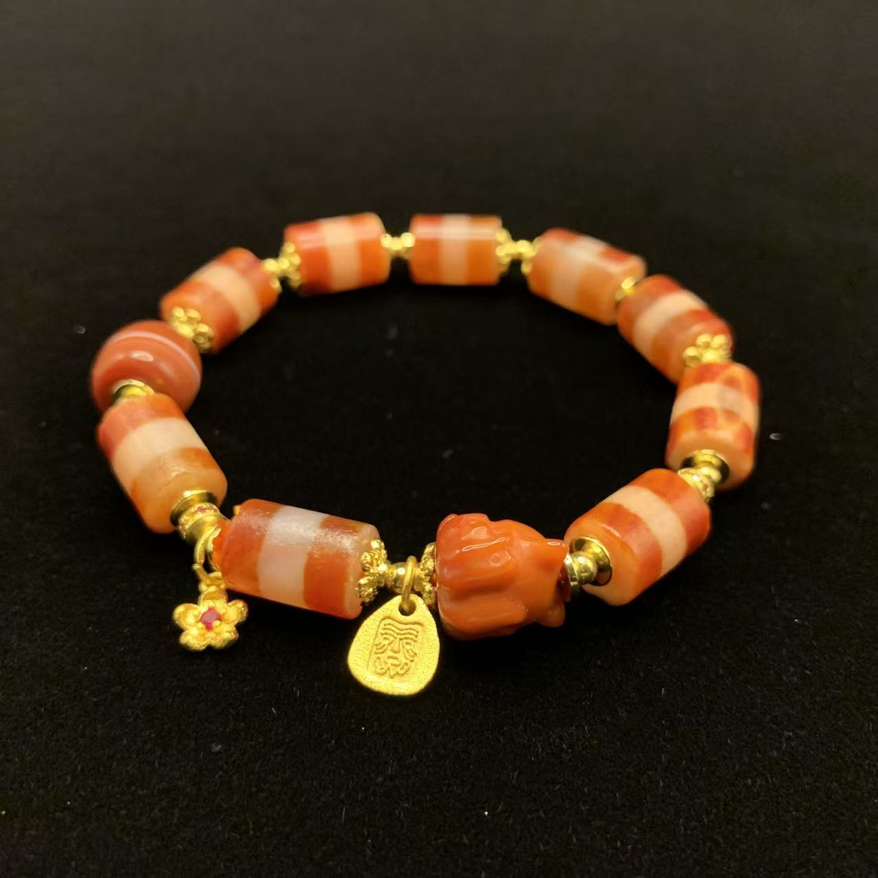 Sacred Red Carnelian Spirit Fox Bracelet - "Ethereal Charm" Multi-Treasure Hand-carved Jewelry - Image 2