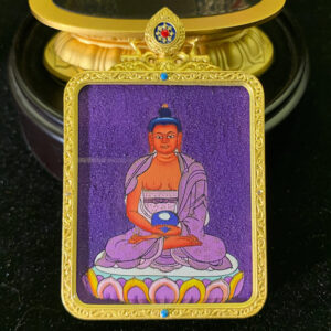 Amitabha Buddha Hand-painted Miniature Thangka Shrine - 24k Gold Infinite Light
