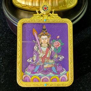 Akasagarbha Hand-painted Miniature Thangka Shrine - 24k Gold & Boundless Wisdom