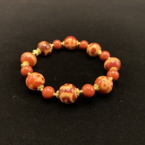 Sacred Dzi Bead & Nan Hong Agate Bracelet - "Ancient Guardian" Multi-Treasure Hand-strung Jewelry