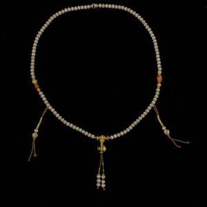 "Everlasting Peace" 108 Necklace - Creamy Line-Dzi Medicine Buddha Beads with Tortoise-Shell Dzi & Vajra Emblems