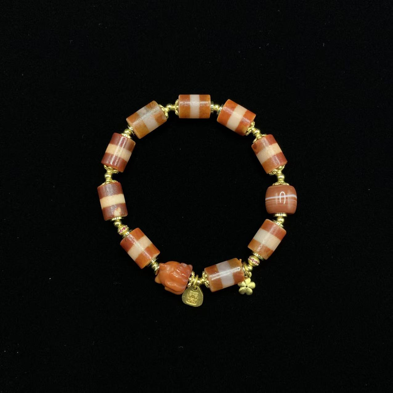 Sacred Red Carnelian Spirit Fox Bracelet - "Ethereal Charm" Multi-Treasure Hand-carved Jewelry - Image 3